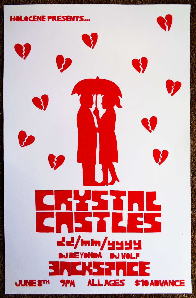 Image 0 of CRYSTAL CASTLES 2008 Gig POSTER Portland Oregon Concert 