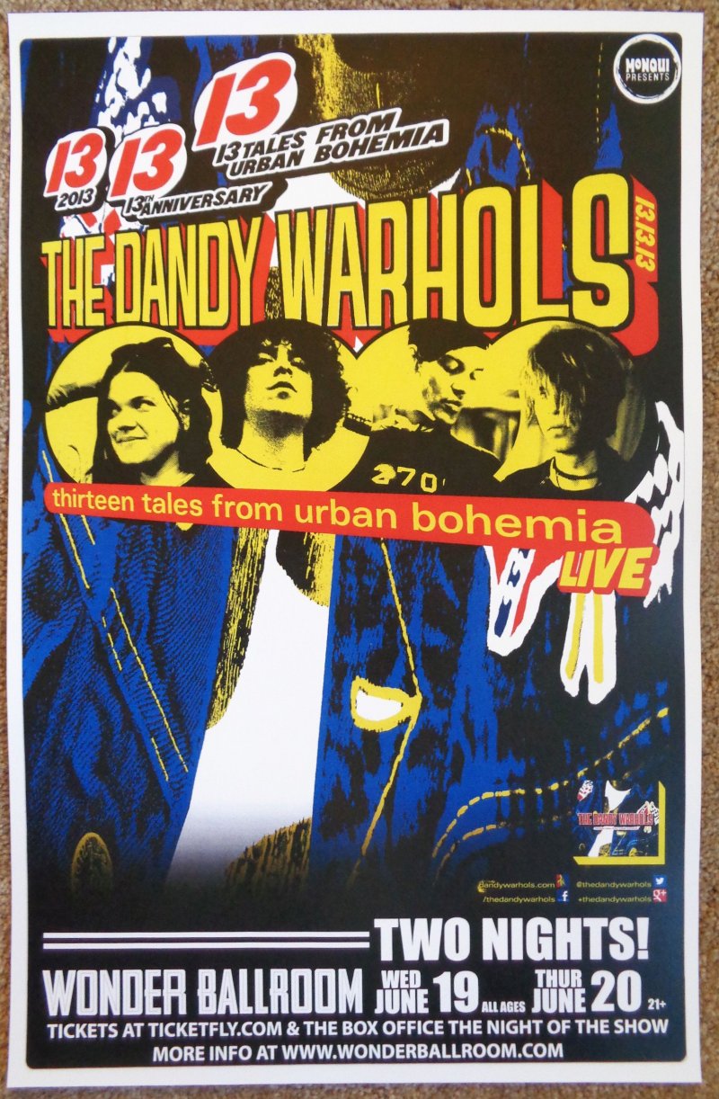 Image 0 of DANDY WARHOLS 2013 Gig POSTER Portland Oregon Concert 13 Tales Urban Bohemia