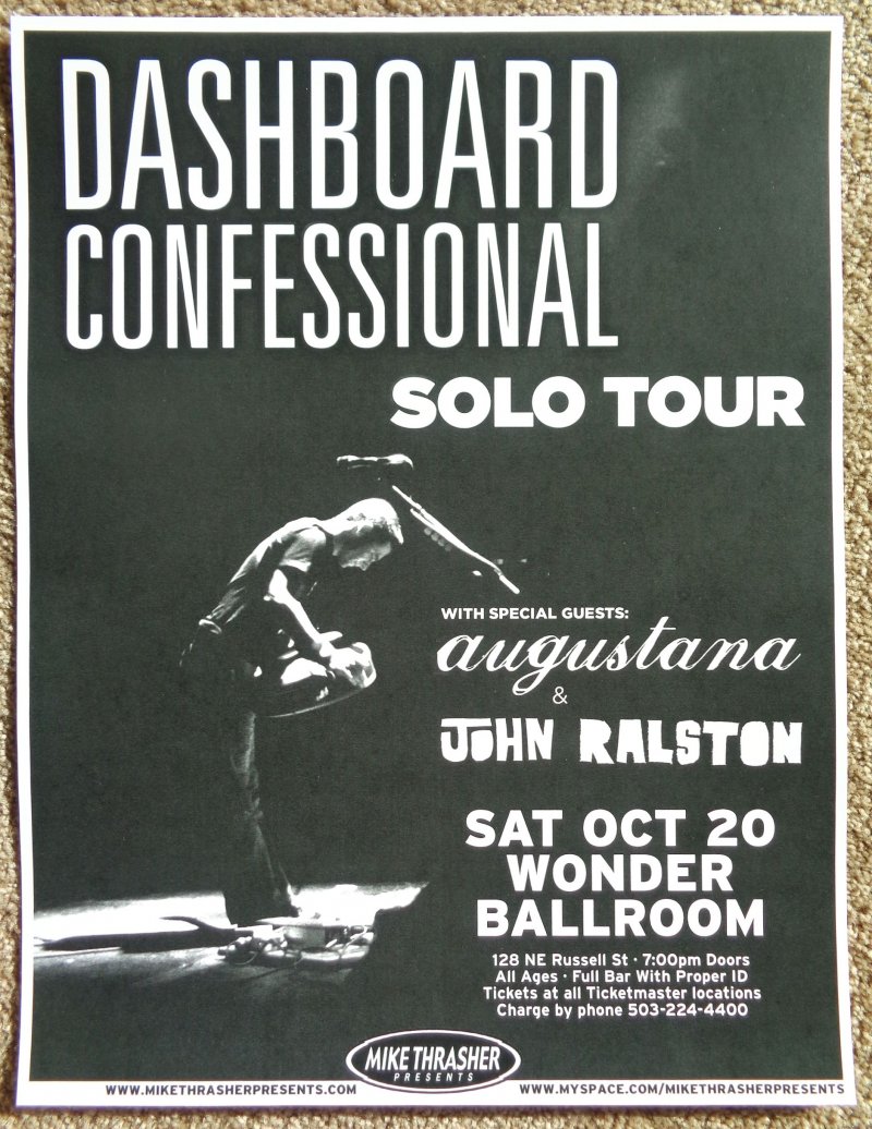 Image 0 of DASHBOARD CONFESSIONAL 2007 Gig POSTER Portland Oregon Concert 