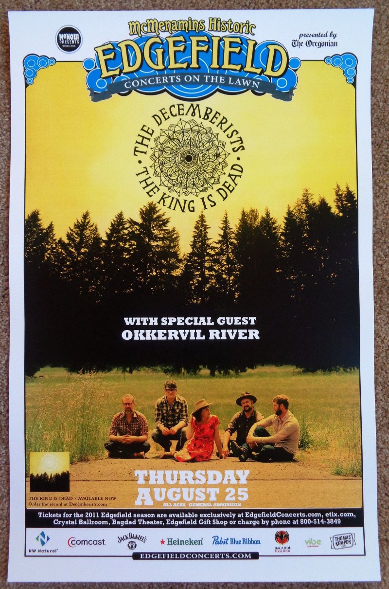 Image 0 of DECEMBERISTS 2011 Gig POSTER Edgefield Portland Oregon Concert