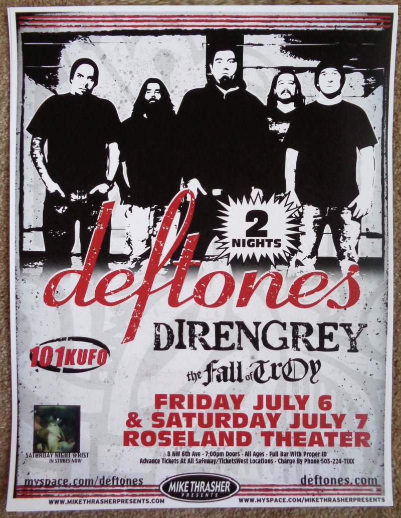 Image 0 of DEFTONES 2007 Gig POSTER Portland Oregon Concert