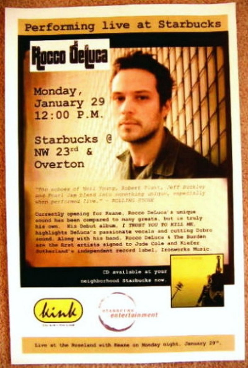 Image 0 of DeLuca ROCCO DeLUCA 2007 Gig POSTER Starbucks In-Store Concert