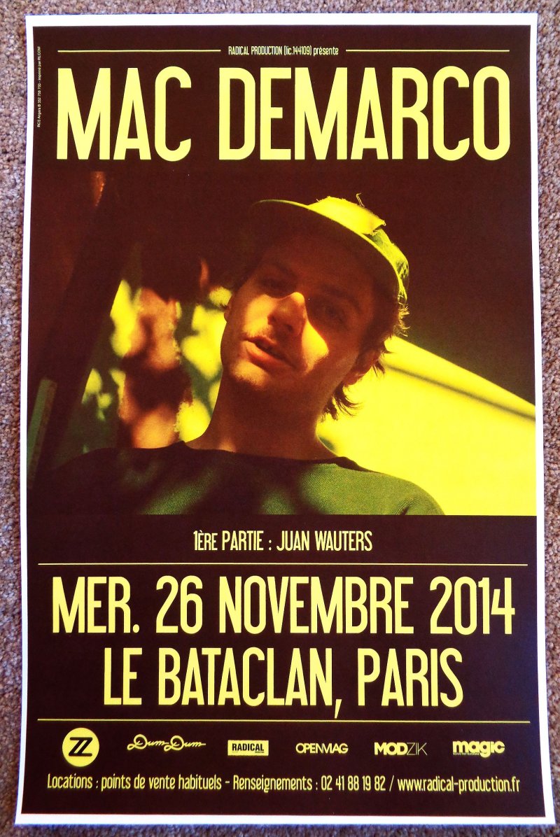 Image 0 of DeMarco MAC DEMARCO 2014 Gig POSTER Le Bataclan Paris Concert France 