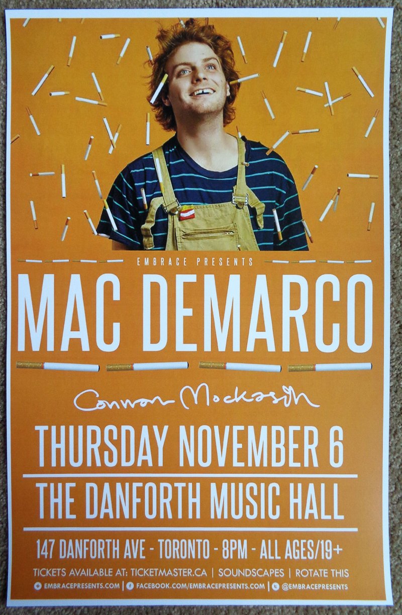 DeMarco MAC DEMARCO 2014 Gig POSTER Toronto Canada Concert