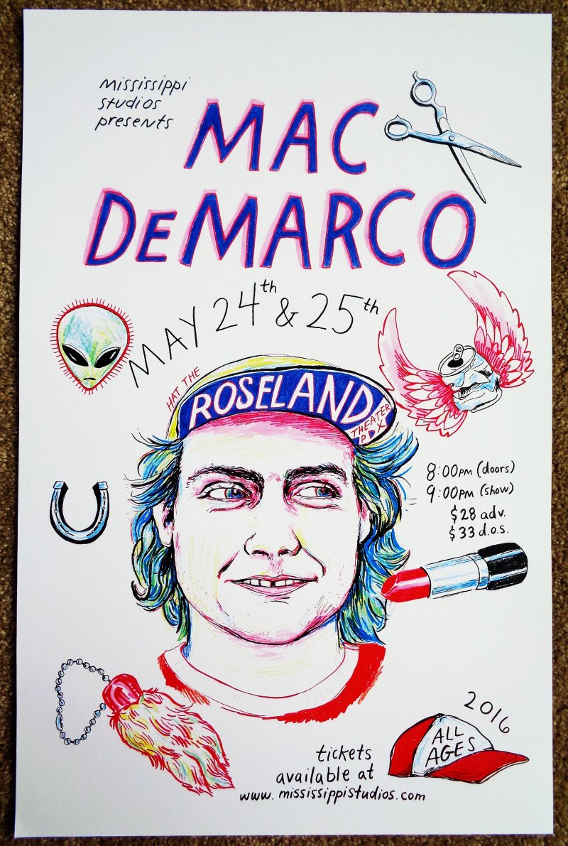 Image 0 of DeMarco MAC DEMARCO 2016 Gig POSTER Portland Oregon Concert