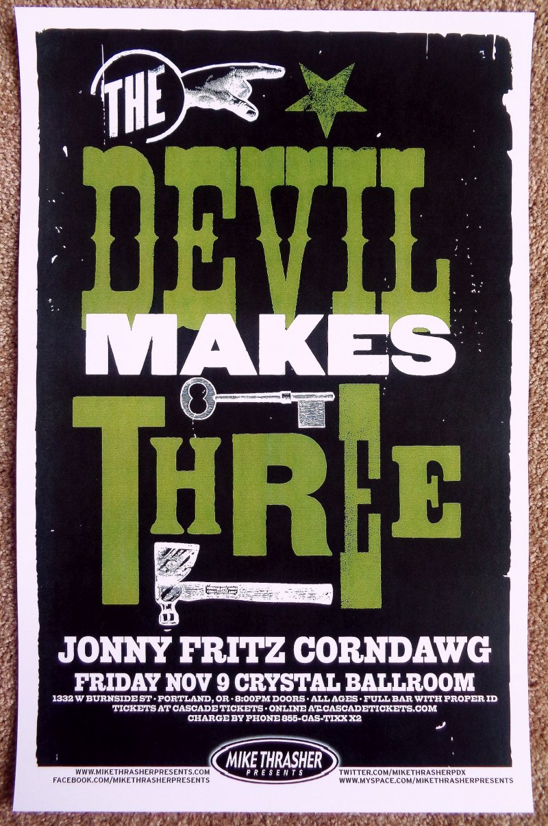 Image 0 of DEVIL MAKES THREE 2012 Gig POSTER Portland Oregon Concert 