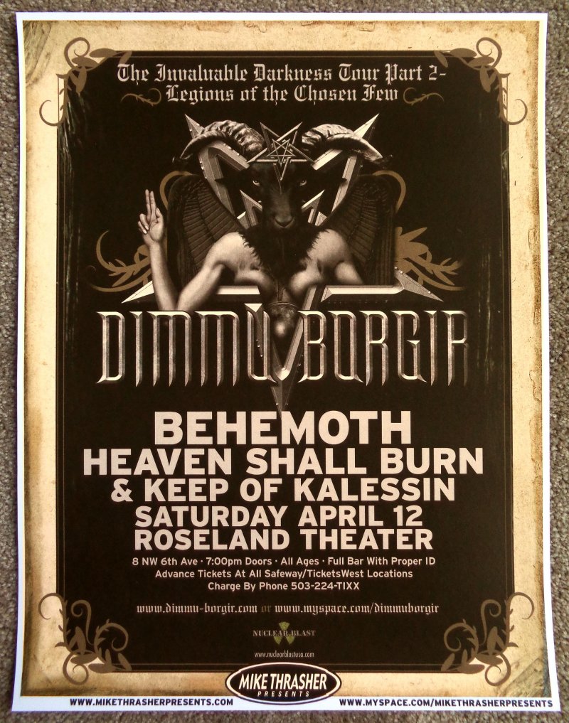 Image 0 of DIMMU BORGIR 2008 Gig POSTER Portland Oregon Concert 