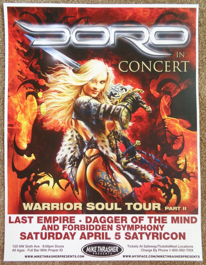 Image 0 of DORO PESCH 2008 Gig POSTER Portland Oregon Concert 