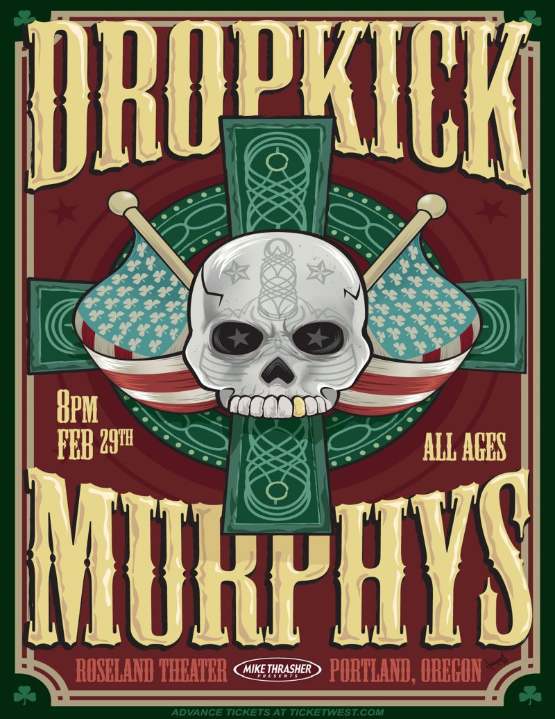 Image 0 of DROPKICK MURPHYS 2008 Gig POSTER Portland Oregon Concert