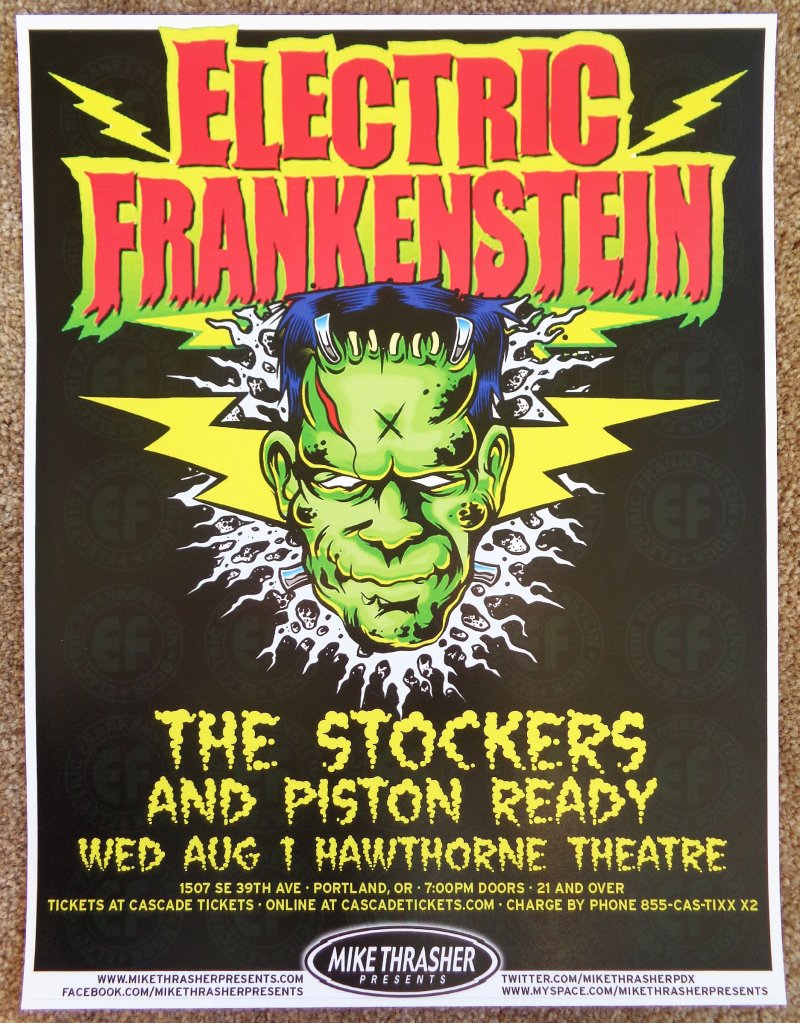 Image 0 of ELECTRIC FRANKENSTEIN 2012 Gig POSTER Portland Oregon Concert  