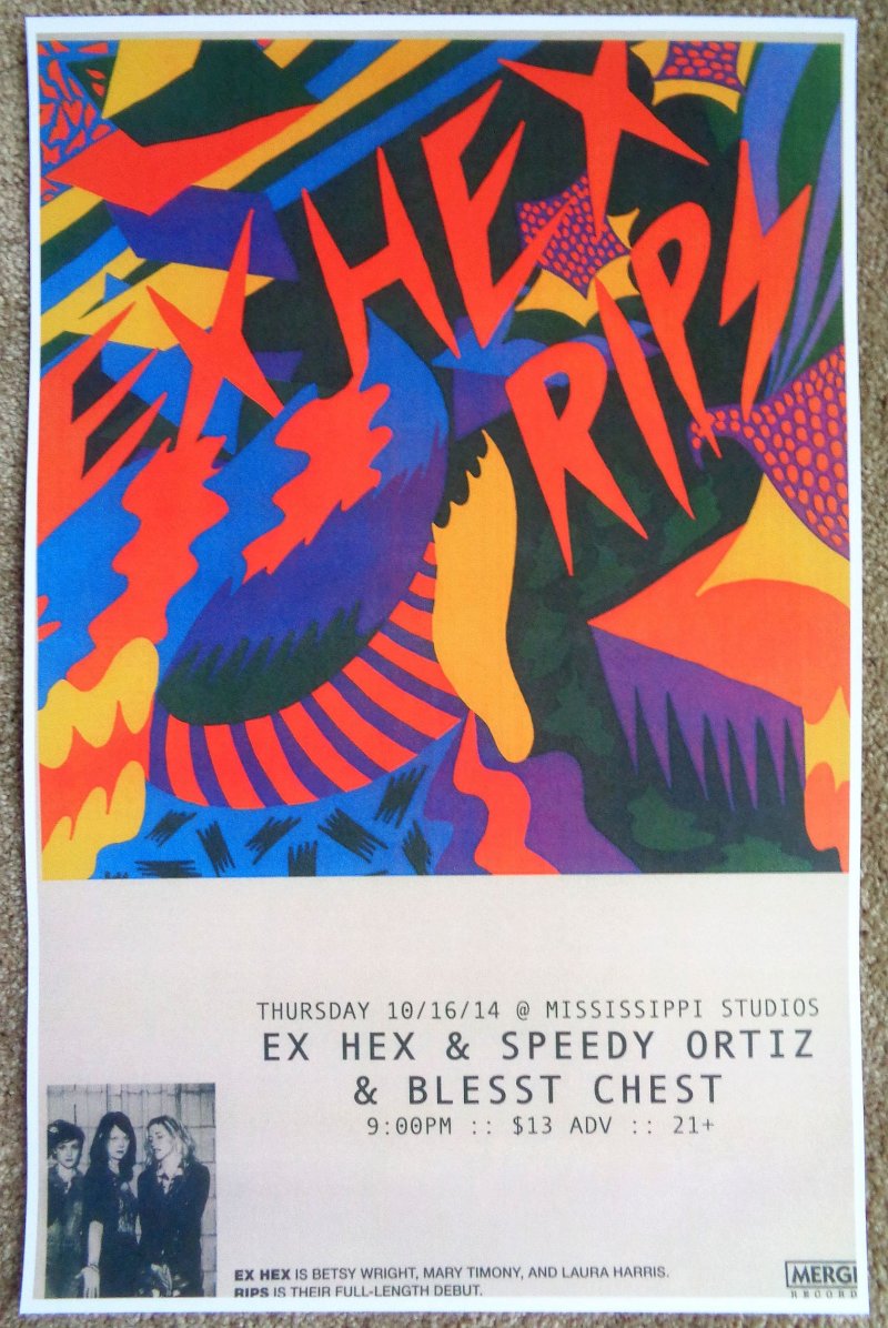 Image 0 of EX HEX 2014 Gig POSTER Portland Oregon Concert MARY TIMONY / SPEEDY ORTIZ