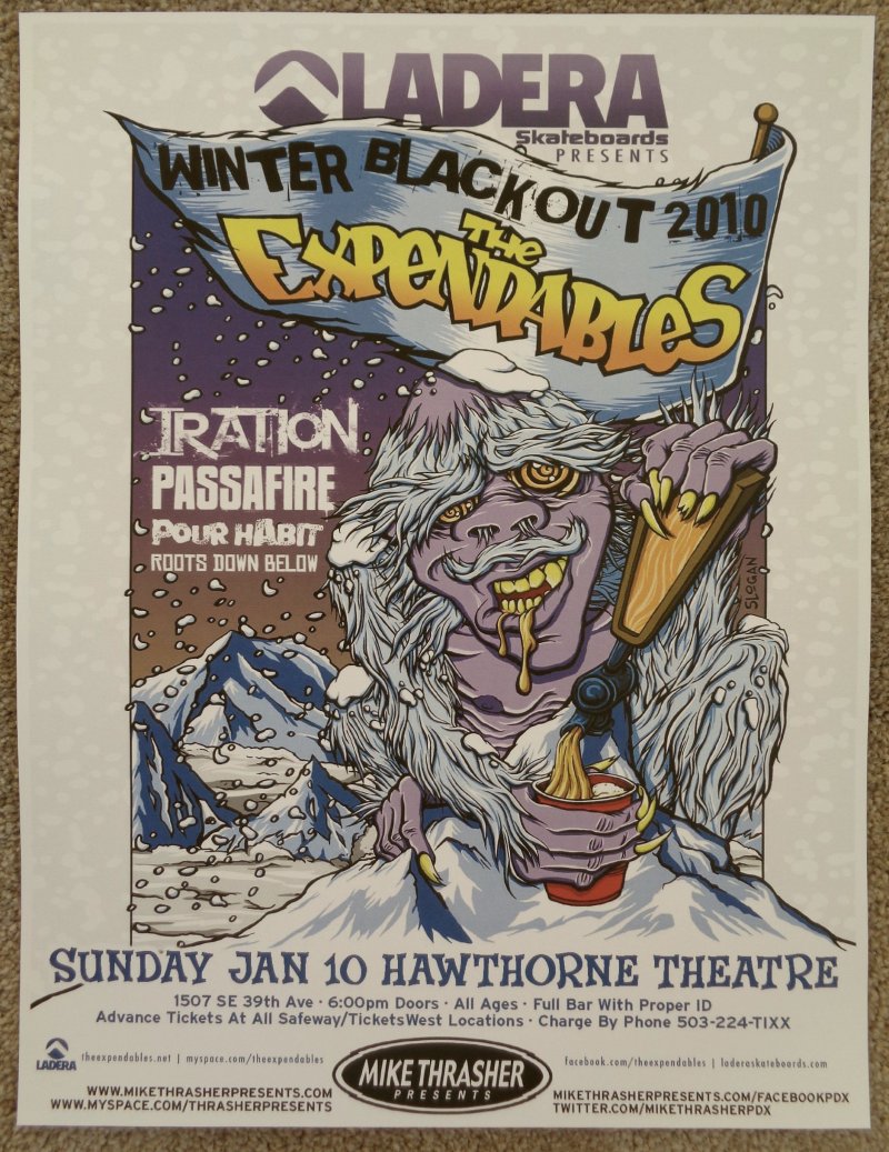 Image 0 of Expendables THE EXPENDABLES Gig POSTER Jan. 2010 Portland Oregon Concert Reggae