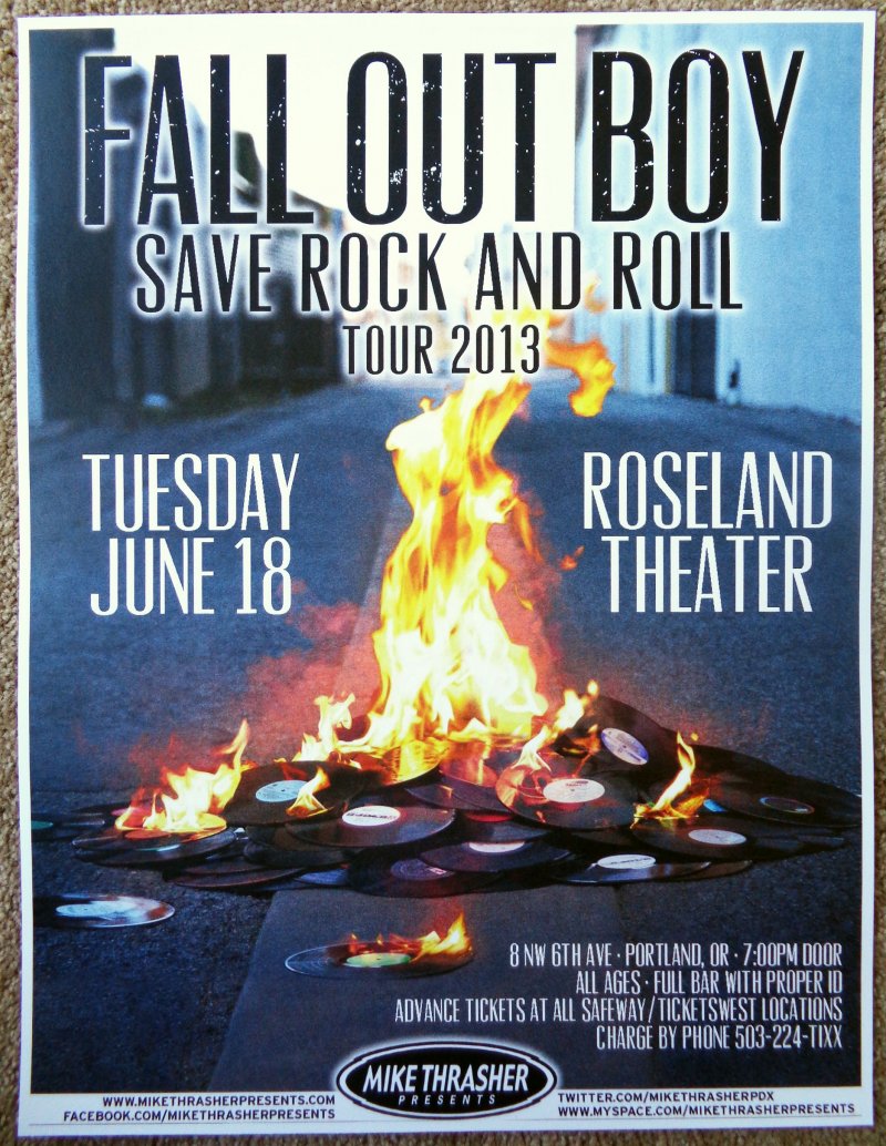 Image 0 of FALL OUT BOY 2013 Gig POSTER Portland Oregon Concert 