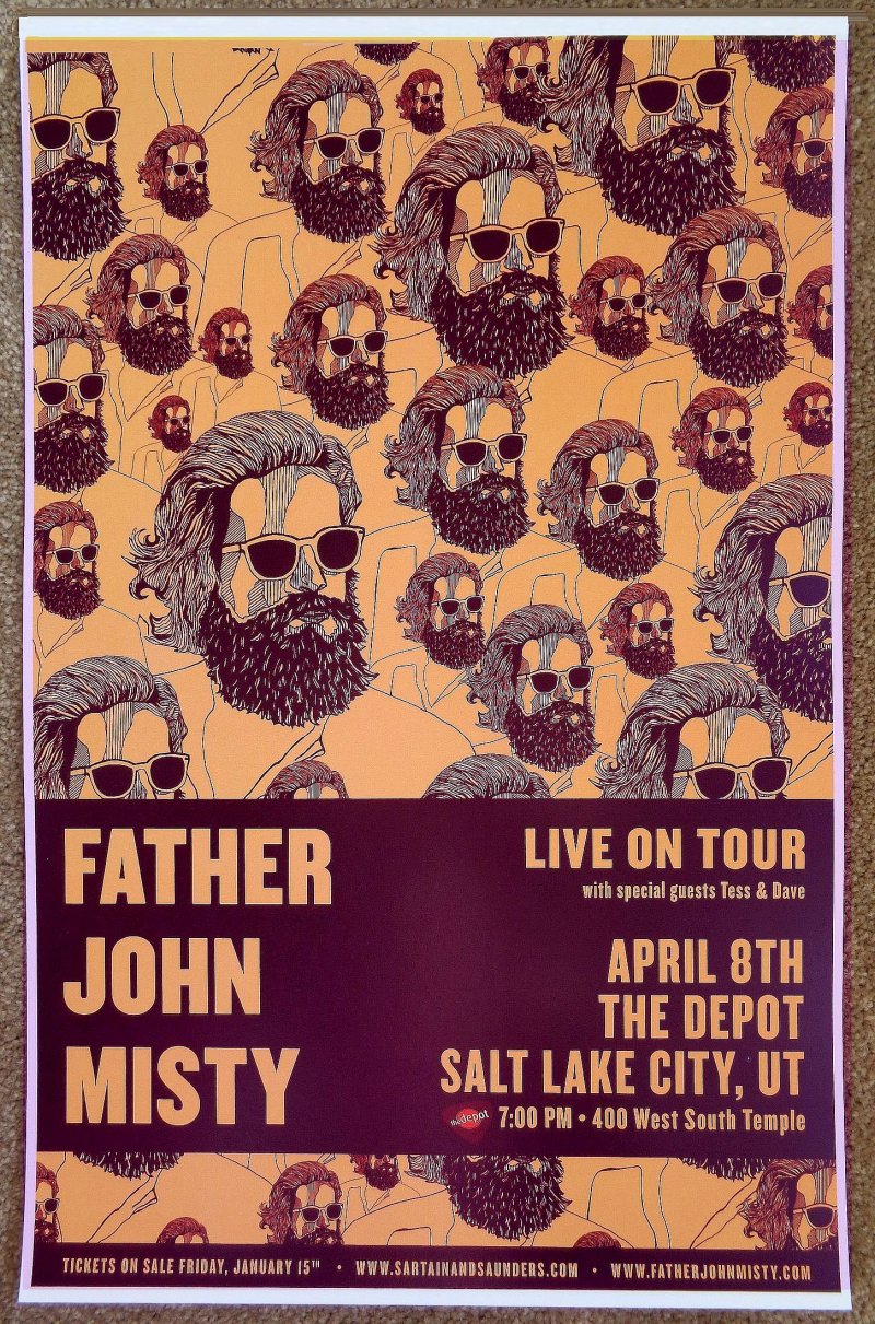 Image 0 of FATHER JOHN MISTY 2016 Gig POSTER Concert Salt Lake City Utah