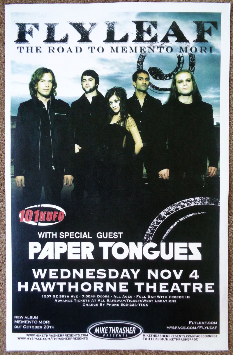 Image 0 of FLYLEAF Portland Oregon 2009 Gig Concert POSTER