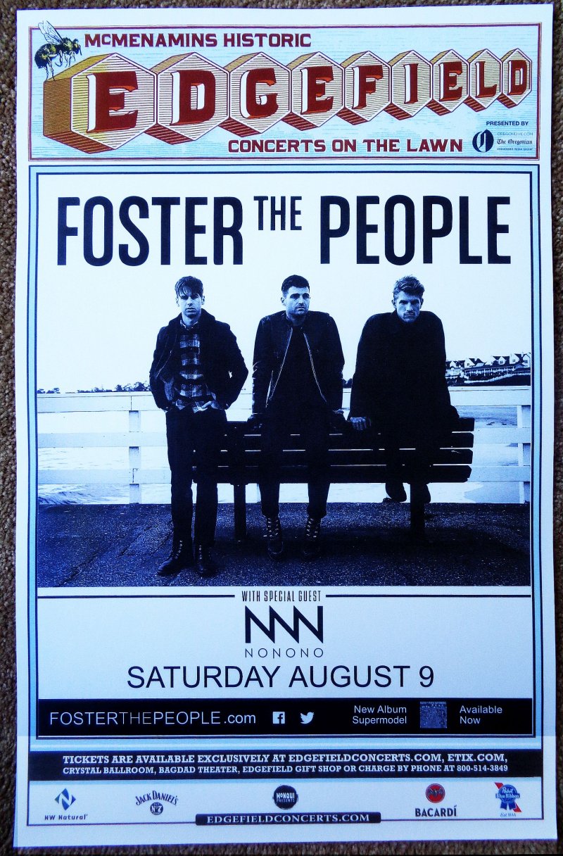 Image 0 of FOSTER THE PEOPLE 2014 Gig POSTER Edgefield Portland Oregon Concert
