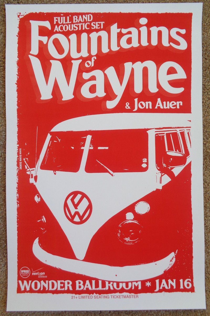 Image 0 of FOUNTAINS OF WAYNE Portland Oregon 2009 Gig Concert POSTER ( Version 2 of 2)