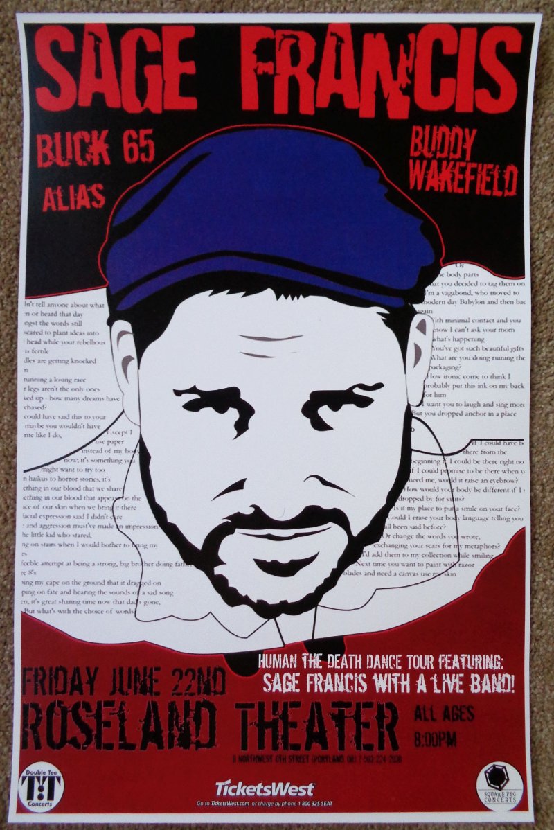 Francis SAGE FRANCIS 2007 Gig POSTER Portland Oregon Concert