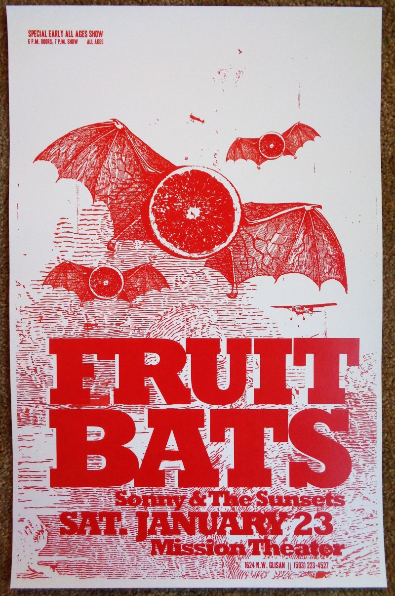 Image 0 of FRUIT BATS 2010 Gig POSTER Portland Oregon Concert Eric D. Johnson