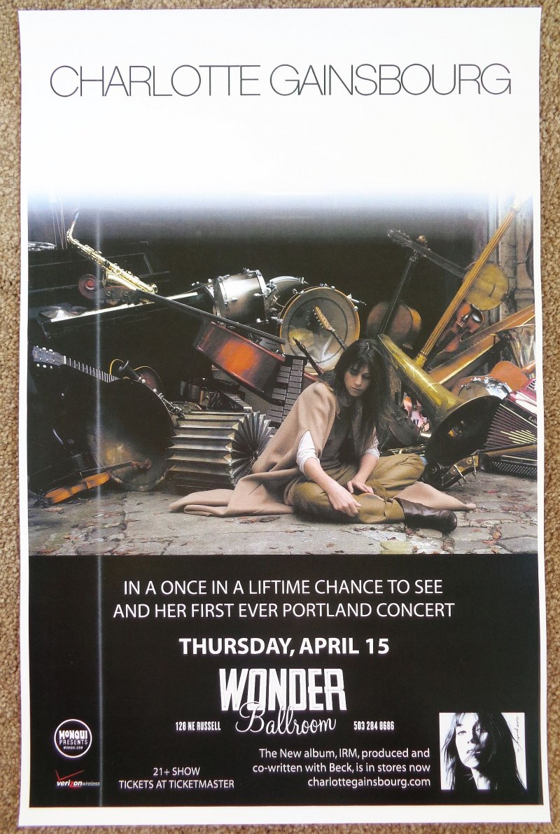 Image 0 of Gainsbourg CHARLOTTE GAINSBOURG 2010 Gig POSTER Portland Oregon Concert (Vers 2)