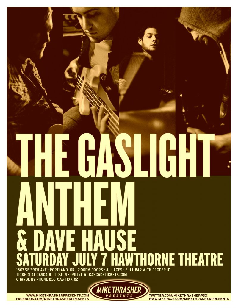 Image 0 of GASLIGHT ANTHEM 2012 Gig POSTER Portland Oregon Concert