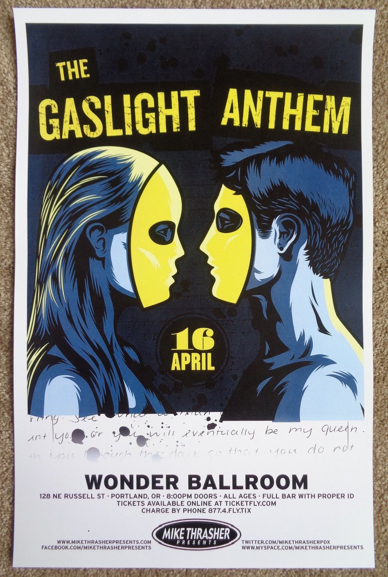 Image 0 of GASLIGHT ANTHEM 2013 Gig POSTER Portland Oregon Concert