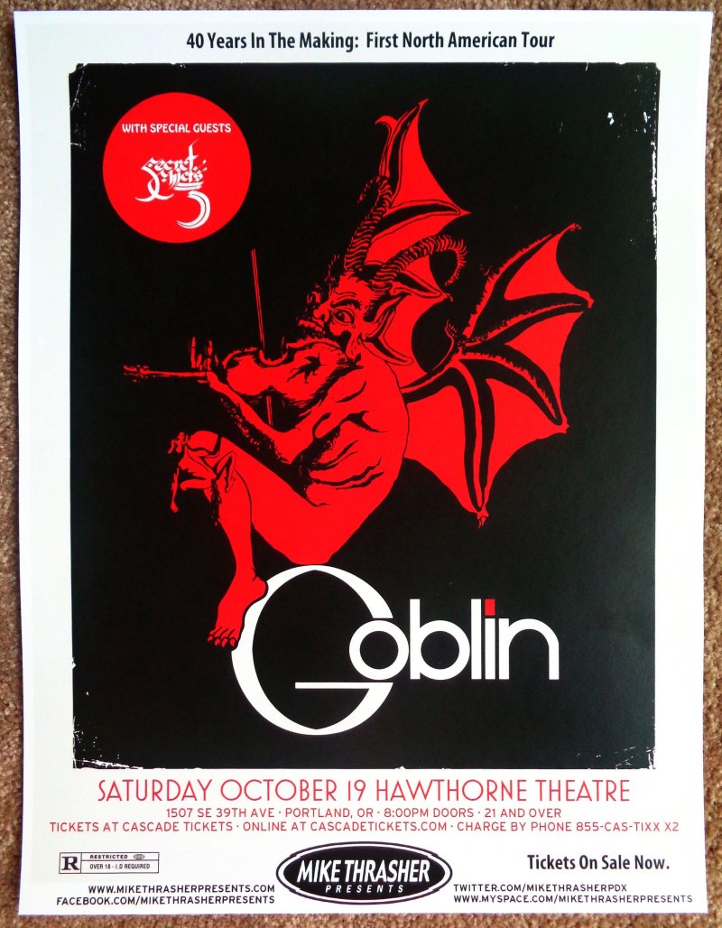 Image 0 of GOBLIN Italy 2013 Gig POSTER Portland Oregon SECRET CHIEFS Concert