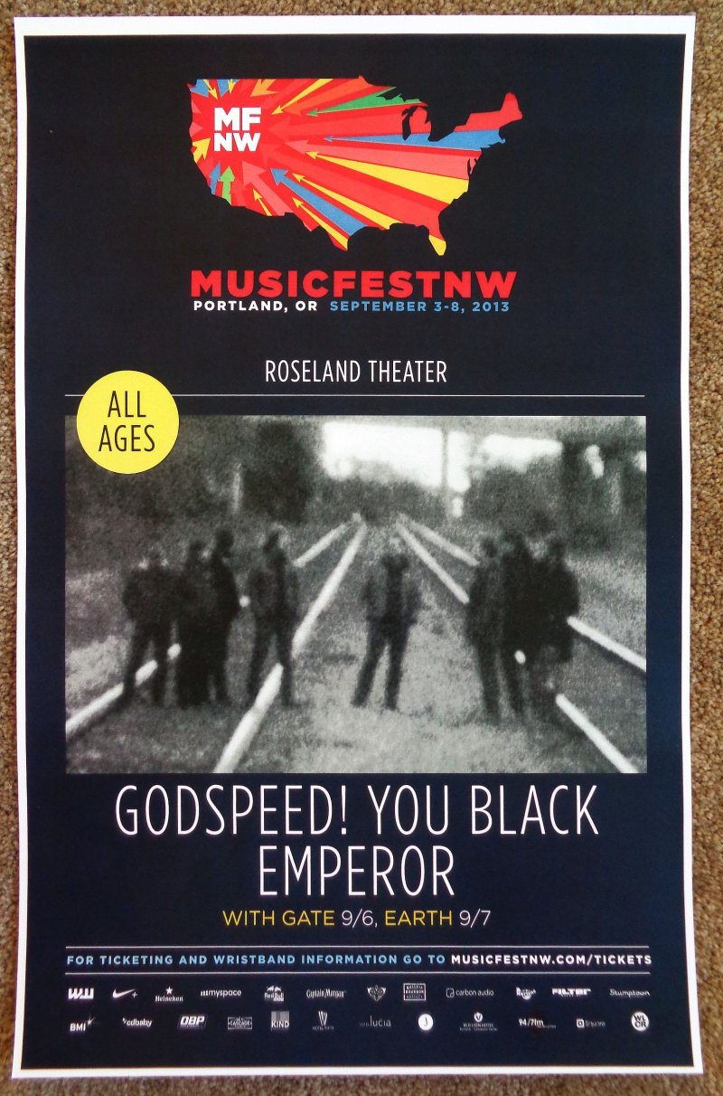 GODSPEED! YOU BLACK EMPEROR 2013 Gig POSTER MFNW Portland Musicfest NW Concert 
