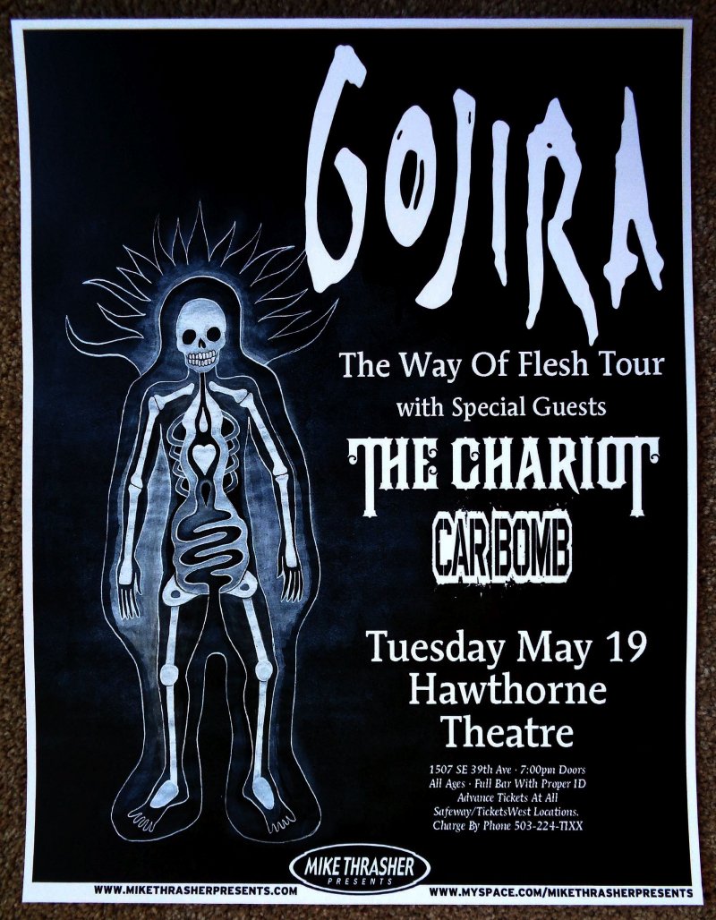 GOJIRA 2009 Gig POSTER Portland Oregon Concert 