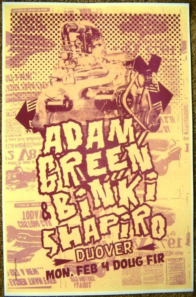 Image 0 of Green ADAM GREEN & BINKI SHAPIRO 2013 Gig POSTER Portland Oregon Concert