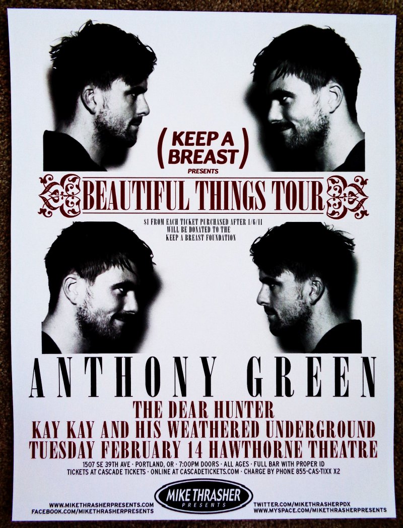 Image 0 of Green ANTHONY GREEN 2012 Gig POSTER Circa Survive Portland Oregon Concert