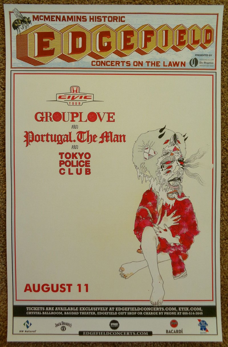 Image 0 of GROUPLOVE & PORTUGAL THE MAN Gig POSTER 2014 Edgefield Portland Oregon Concert 