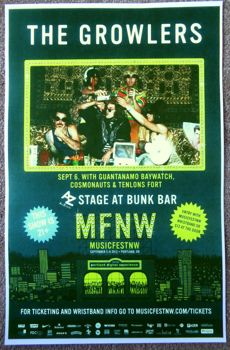 Image 0 of GROWLERS 2012 MFNW Gig POSTER Portland Oregon Musicfest NW Concert The Growlers