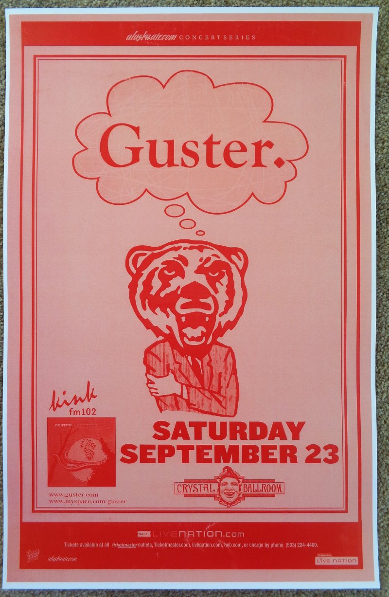 Image 0 of GUSTER 2007 Gig POSTER Portland Oregon Concert 