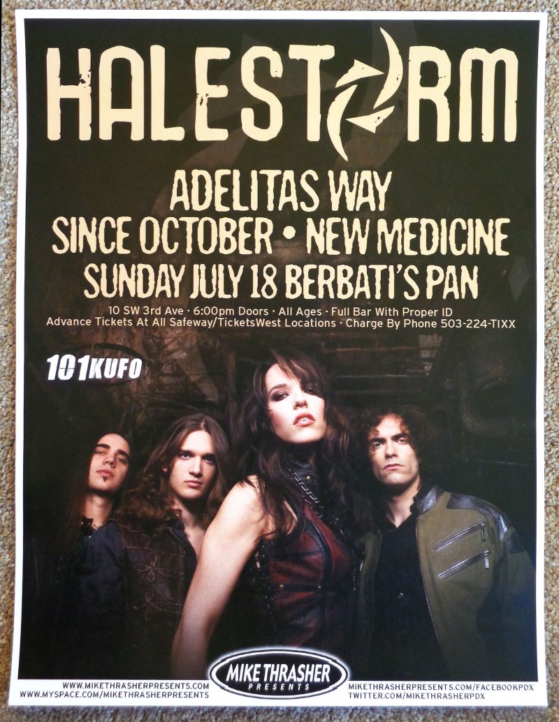 Image 0 of HALESTORM 2010 Gig POSTER Portland Oregon Concert 