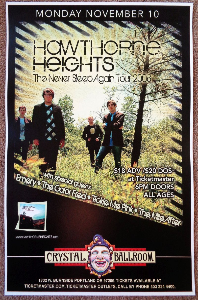 Image 0 of HAWTHORNE HEIGHTS 2008 Gig POSTER Portland Oregon Concert