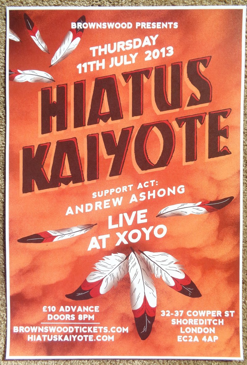 Image 0 of HIATUS KAIYOTE 2013 Gig POSTER Shoreditch London Concert United Kingdom