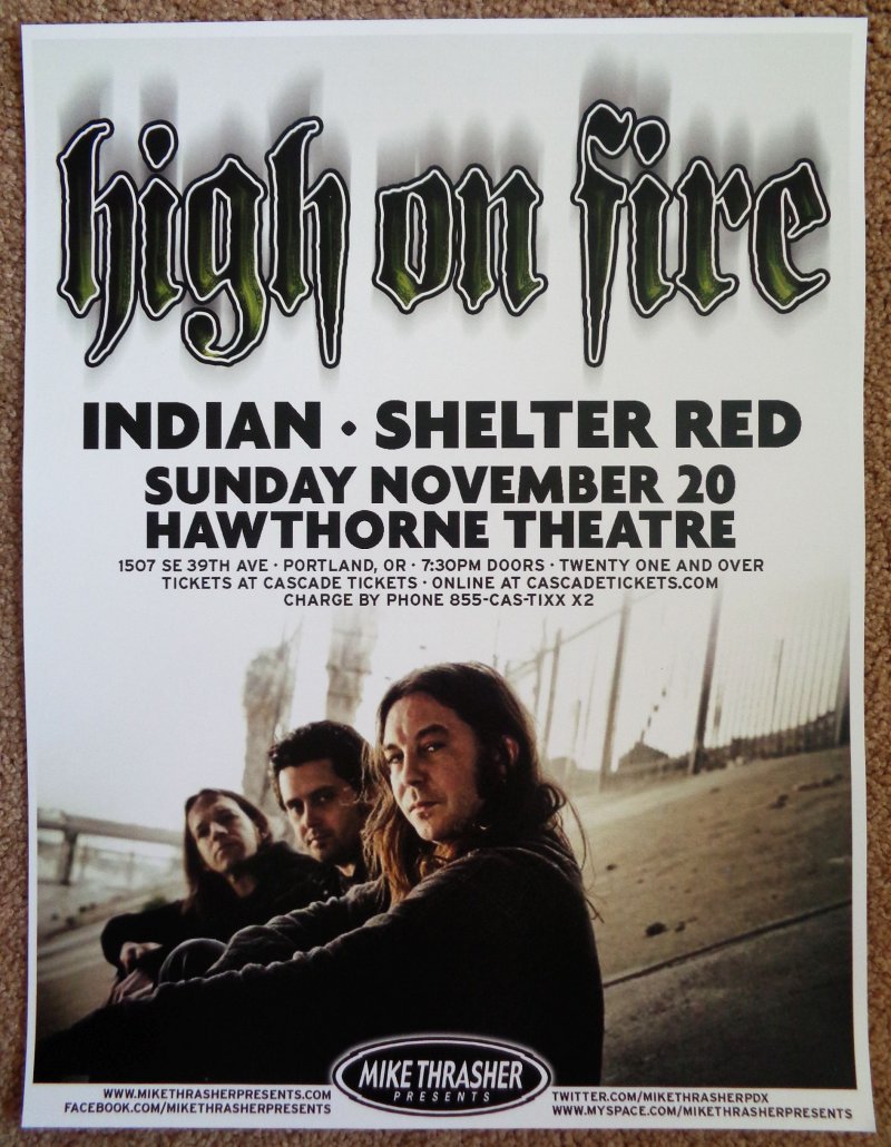 Image 0 of HIGH ON FIRE 2011 Gig POSTER Portland Oregon Concert 