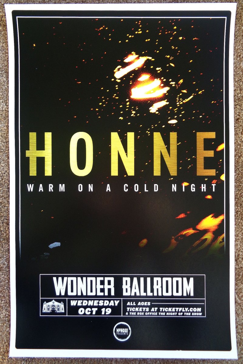 Image 0 of HONNE 2016 Gig POSTER Portland Oregon Concert Warm On A Cold Night