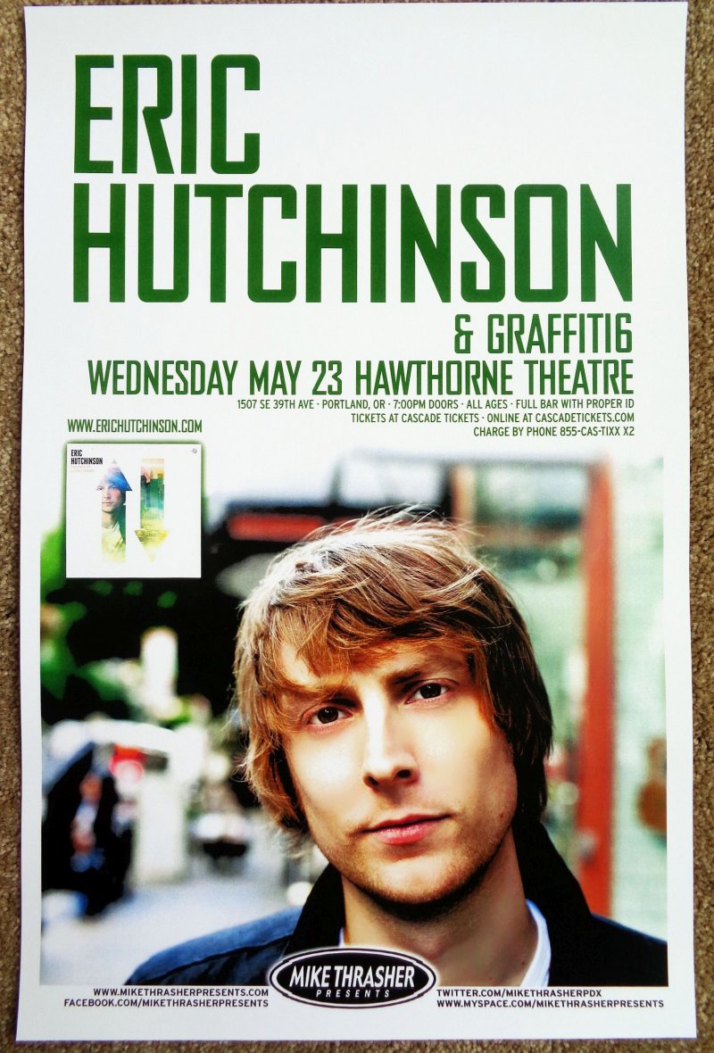 Image 0 of Hutchinson ERIC HUTCHINSON 2012 Gig POSTER Portland Oregon Concert 