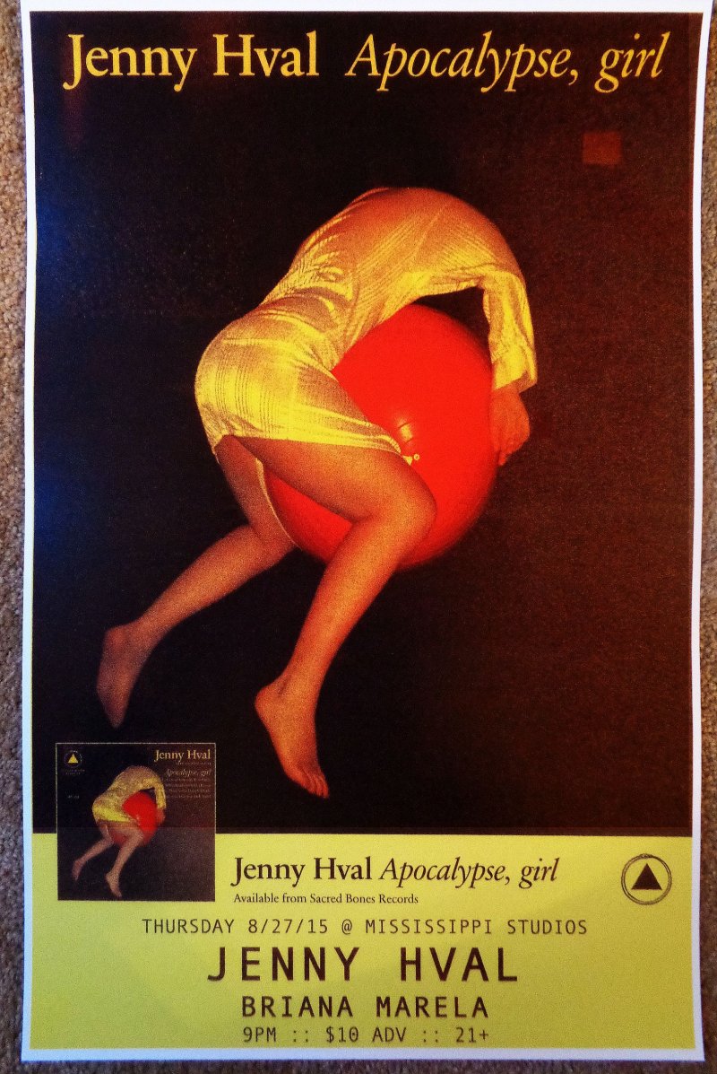 Image 0 of Hval JENNY HVAL 2015 Gig POSTER Portland Oregon Concert Ver. 2 Apocalypse Girl