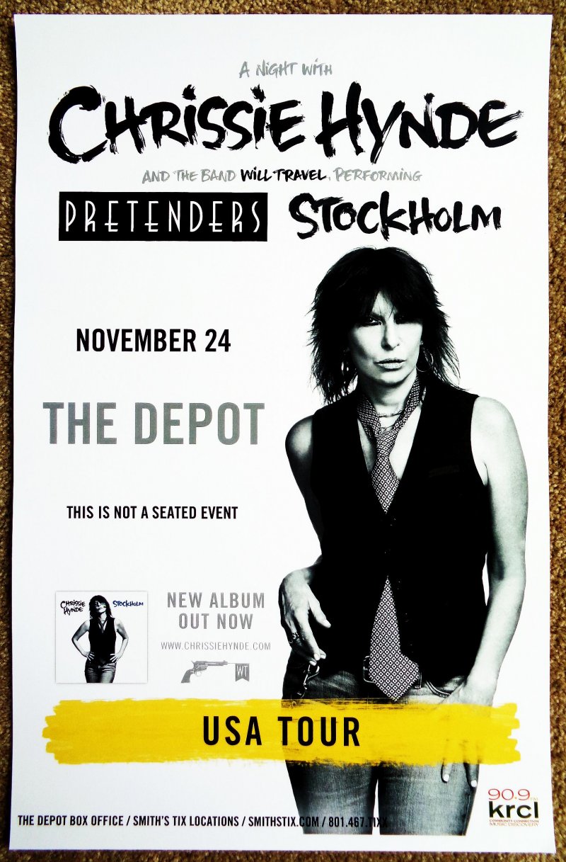 Image 0 of Hynde CHRISSIE HYNDE Gig POSTER 2014 Salt Lake City Concert Utah THE PRETENDERS