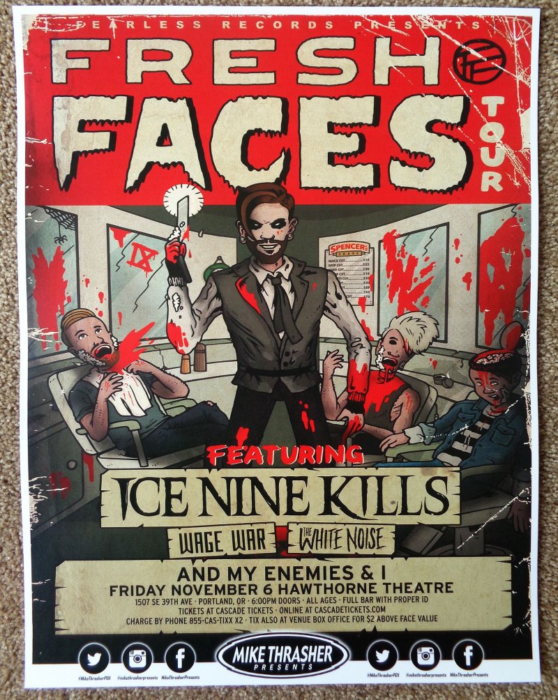 Image 0 of ICE NINE KILLS 2015 Gig POSTER Portland Oregon Concert