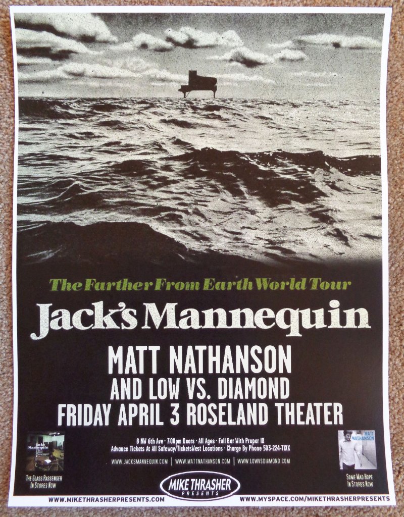 Jacks JACK'S MANNEQUIN 2009 Gig POSTER Portland Oregon