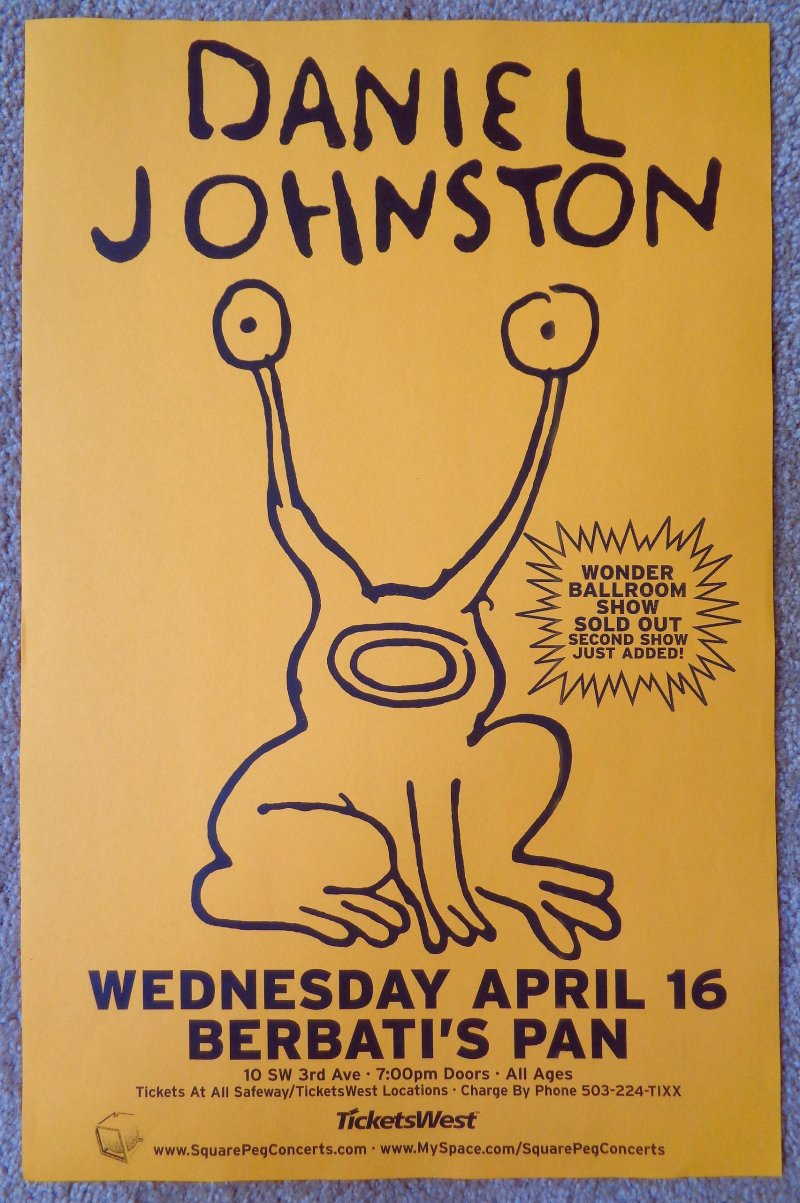 Image 0 of Johnston DANIEL JOHNSTON Gig POSTER Portland Oregon April 16 2008 Concert