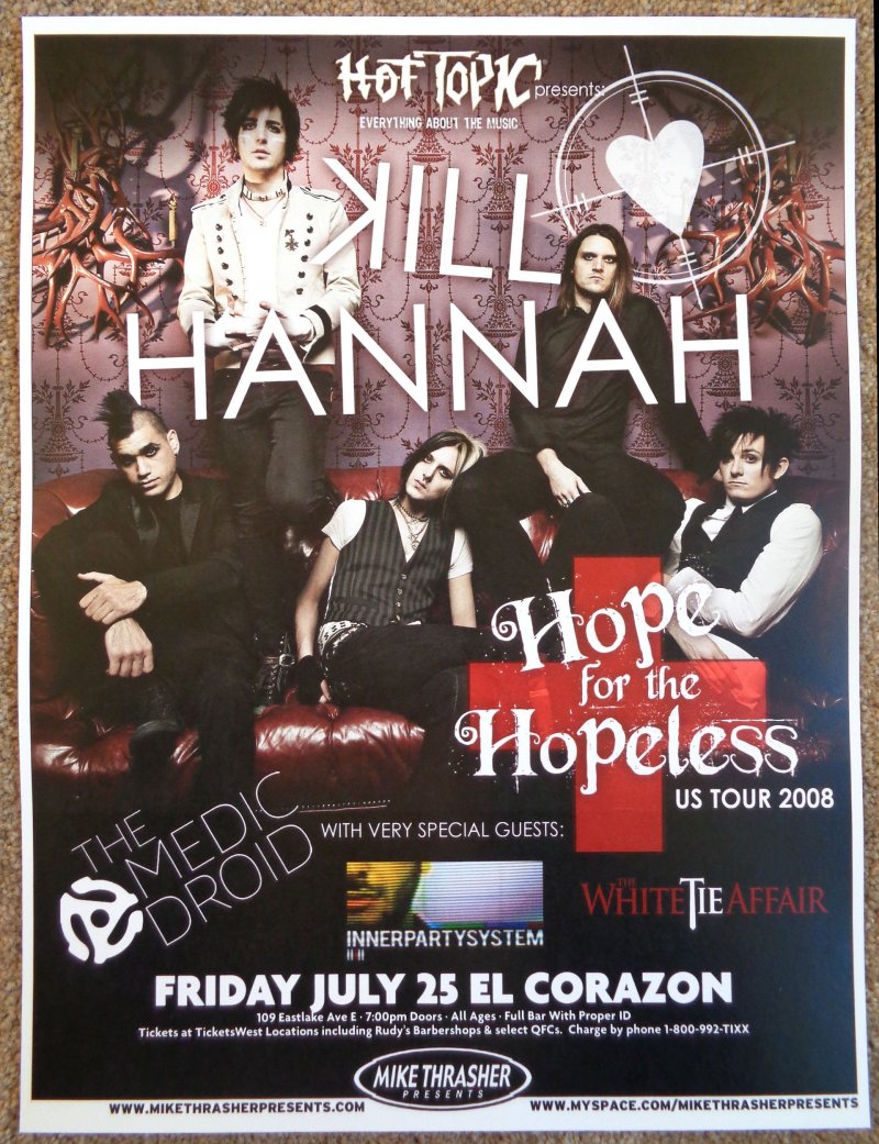 Image 0 of KILL HANNAH 2008 Gig POSTER Seattle Washington Concert 