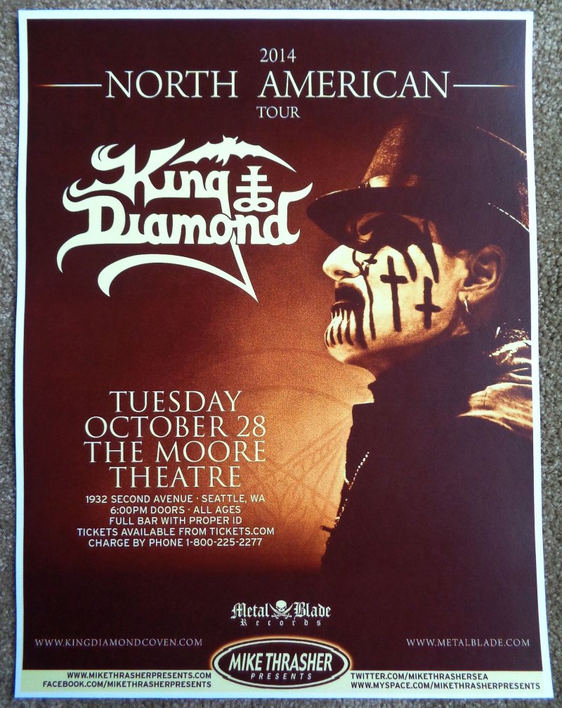 Image 0 of KING DIAMOND 2014 Gig POSTER Seattle Concert Washington