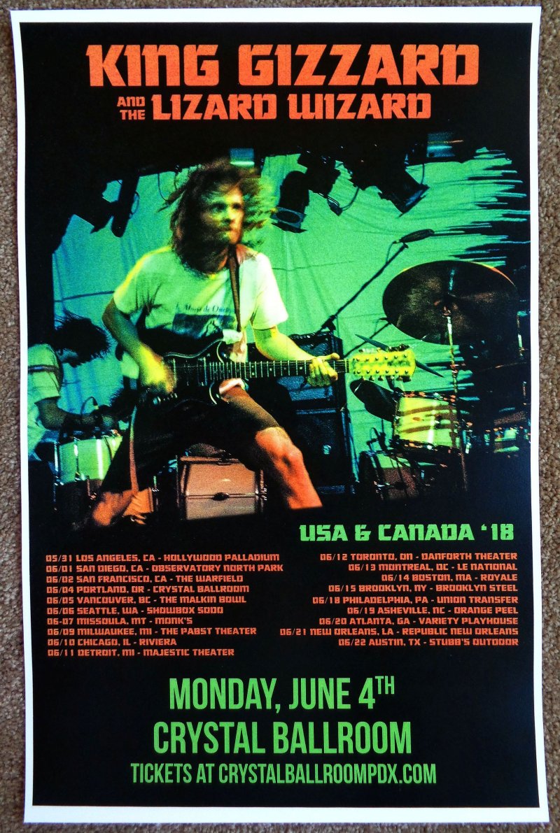 Image 0 of KING GIZZARD AND THE LIZARD WIZARD 2018 Tour Gig POSTER Portland Oregon Concert