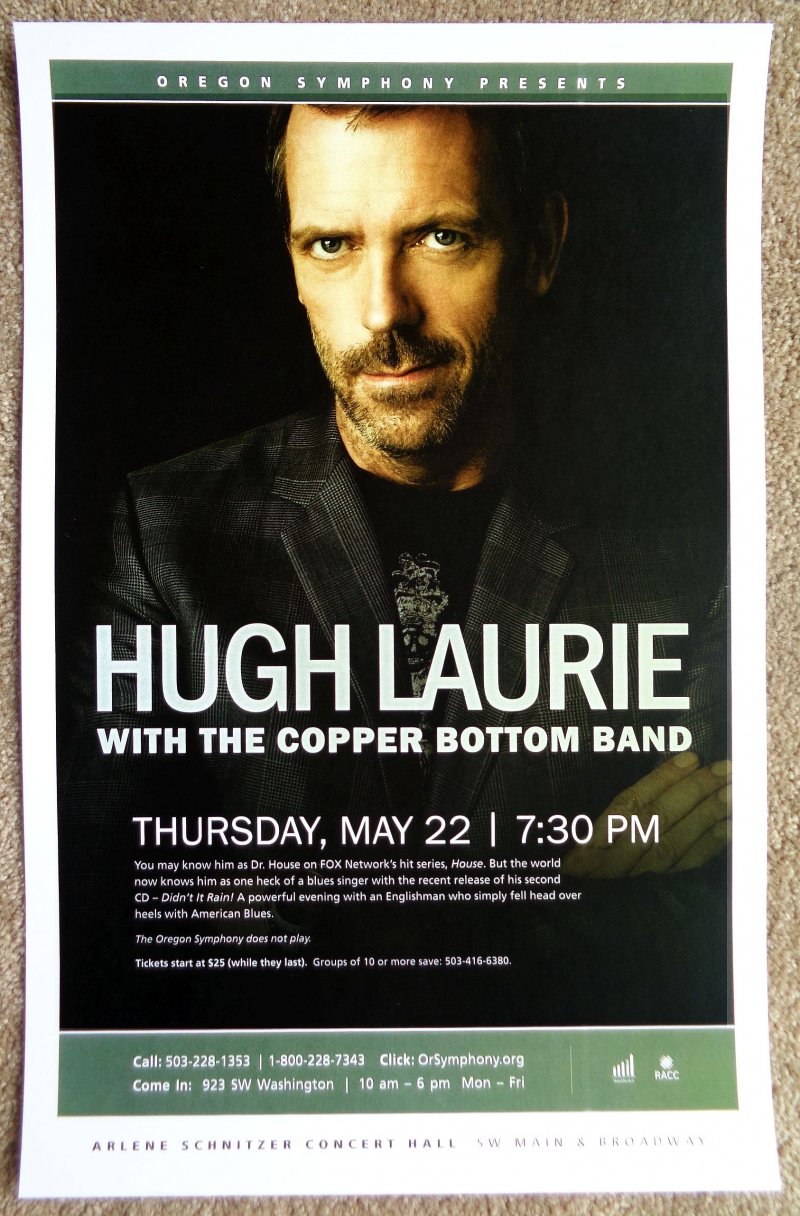 Image 0 of Laurie HUGH LAURIE & COPPER BOTTOM BAND 2014 POSTER Gig Portland Oregon Concert