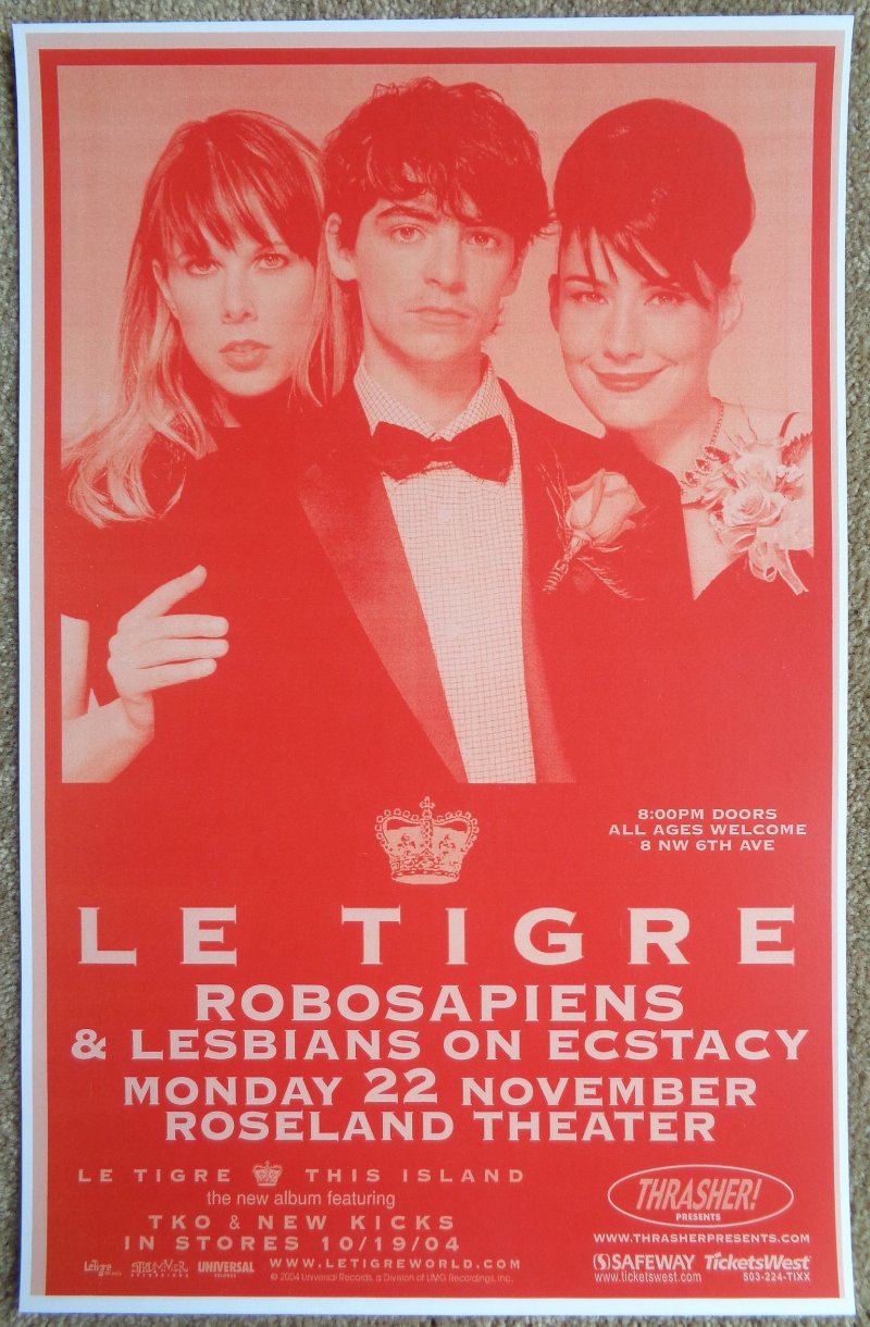 Image 0 of LE TIGRE 2004 Gig POSTER Portland Oregon KATHLEEN HANNA Bikini Kill Concert